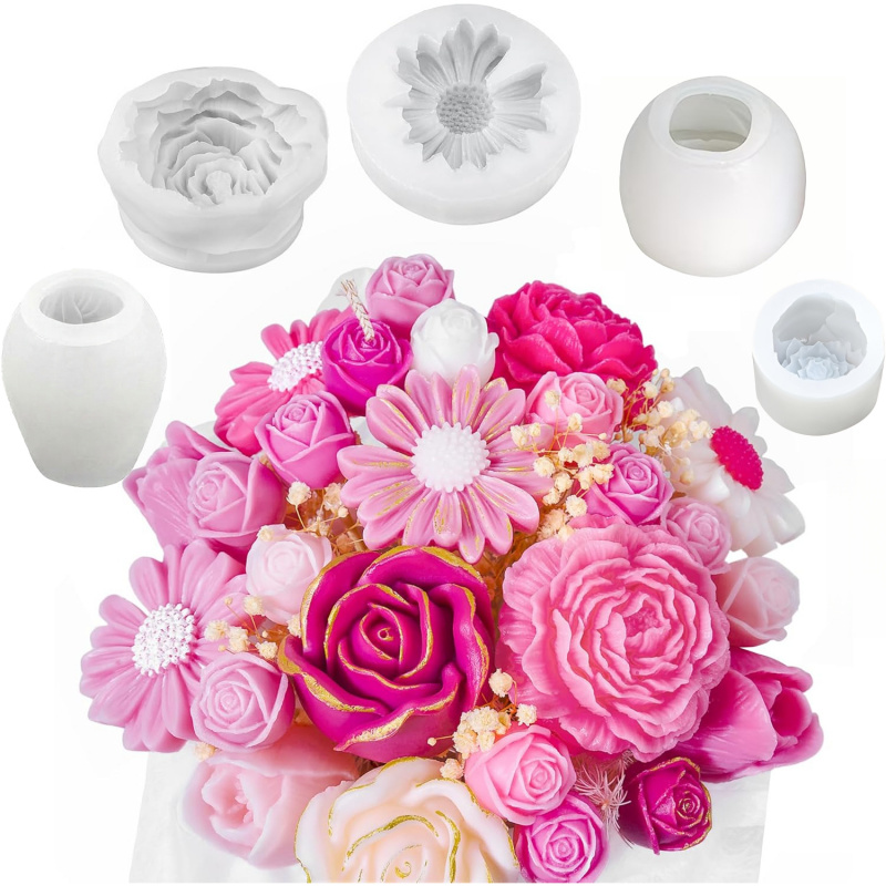 Candle Making Jelly - Set Cetakan Lilin 5 Bunga, Cetakan